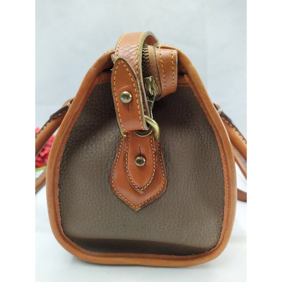 Dooney & Bourke Brown Gray Pebbled Leather Top Handle Satchel Shoulder Bag - Picture 7 of 16